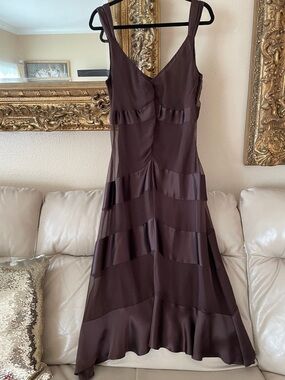 NWOT.BCBGMaxAzria Silk Chocolate Brown Midi Dress